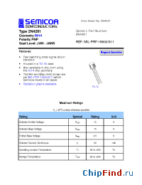 Datasheet 2N4261 manufacturer Semicoa